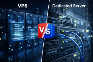 VPS vs dedicated server comparison in a data center environment